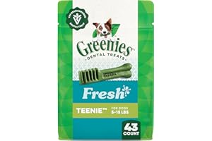 Greenies Veterinarian-Recommended Natural Dental Dog Treats Teenie Size, Fresh Flavor, 12 oz. Pack, 43 Count