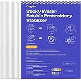Caydo 15Pcs Water Soluble Embroidery Stablizer, 8.5"x11" Printable Paper Stablizer Adhesive Wash Away Sewing Stablizer for Hand and Machine Embroidery