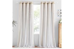 NICETOWN Kids Blackout Curtains for Baby Rooms Girl Princess Curtain for Daughter Bedroom Window Moon and Star Hollout Sliding Door Panel for Living Room (Biscotti Beige, W52 X L84, 1 Panel)