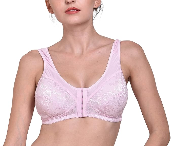 Polycotton Women's Anti-Bacterial Fabric Front Hook Soft Padded Feeding,Maternity,Nursing Bra