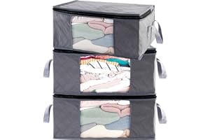 ABO Gear Storage Bins Storage Bags Closet Organizers Sweater Storage Clothes Storage Containers, 3pc Pack, Gray (G01)
