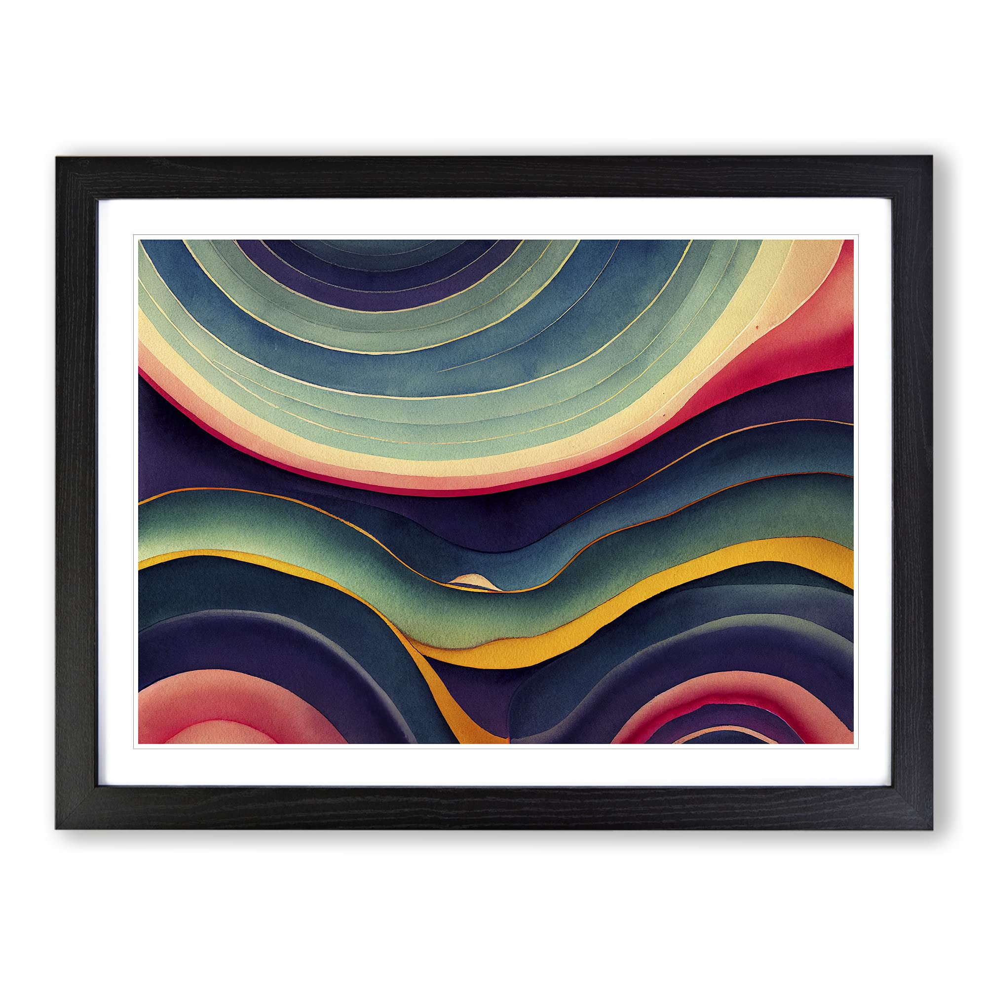 Watercolour Soundwave Art Vol.2 Abstract Framed Print | A3 Black Framed Wall Art | Ready to Hang | Abstract Historical Picture | Living Room Bedroom Lounge Office