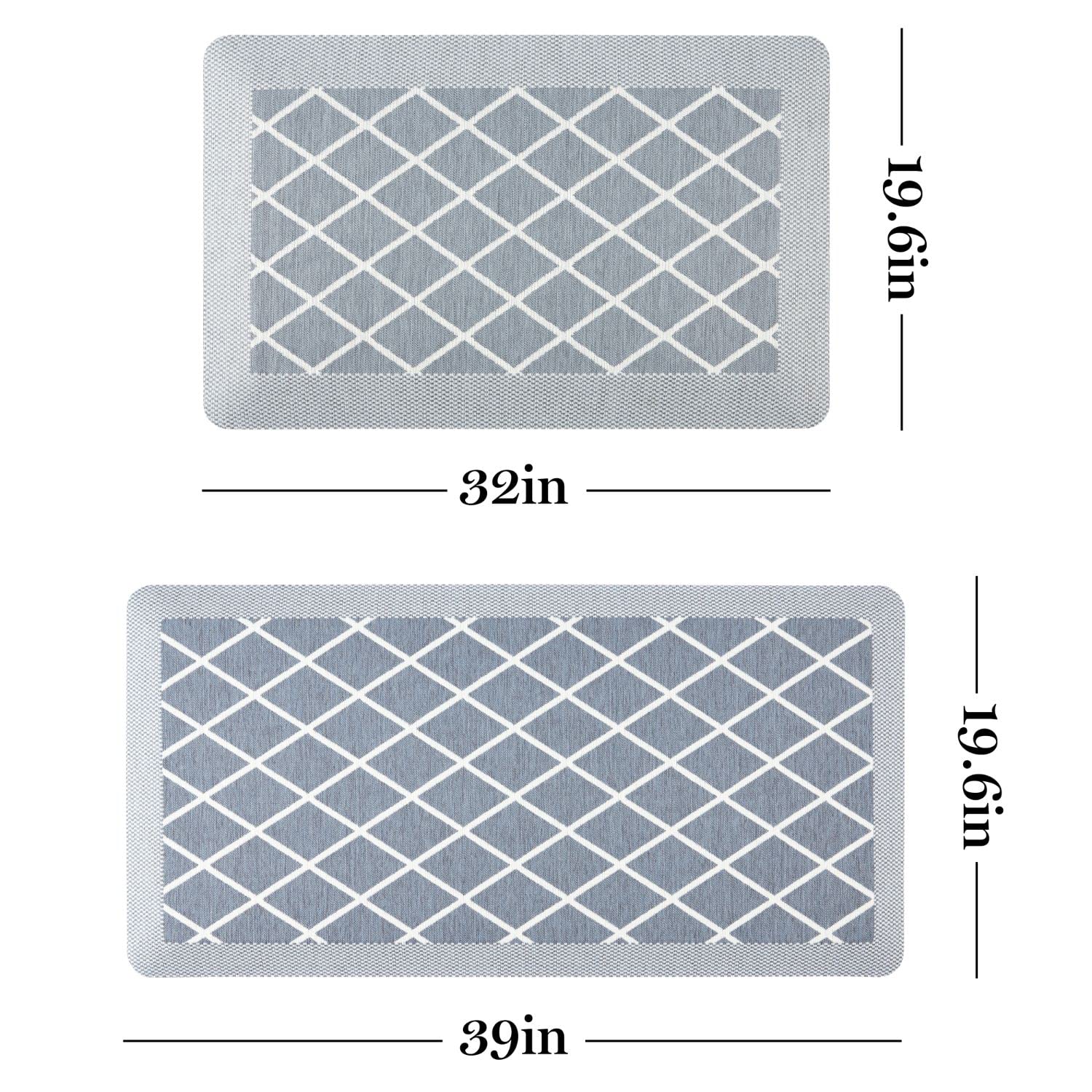 Martha Stewart Miles Modern Diamond Anti-Fatigue Air-Infused Kitchen Mat, Blue, 19.6