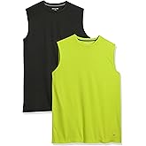 Amazon Essentials Men's Active Performance Tech Muscle Sleeveless Tank Top Workout Shirt, Pack of 2