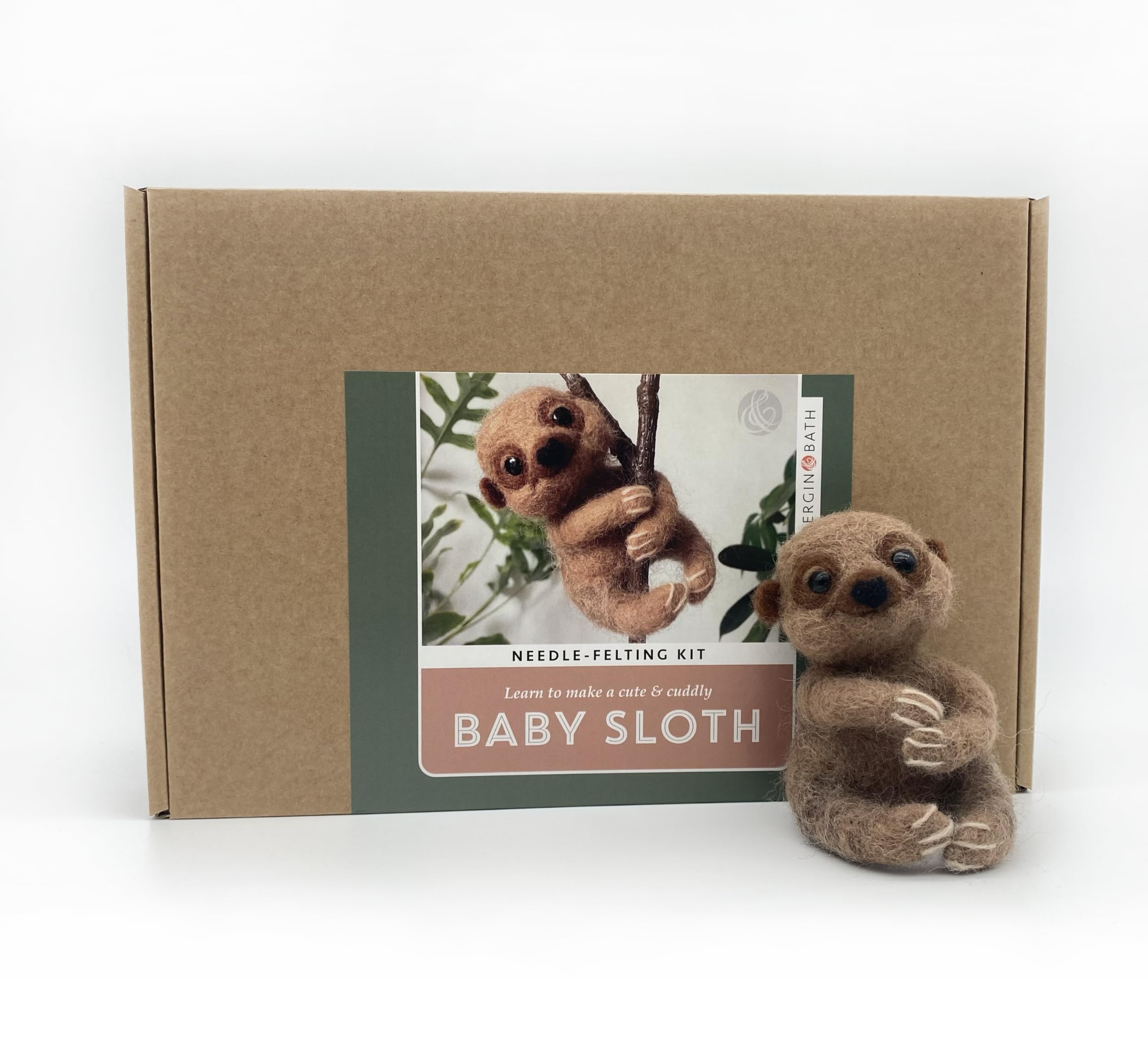 Bergin & Bath Needle Felting Kit, Baby Sloth. Make a Sweet Sloth with This Planet Friendly Craft kit for Adults and Teens.