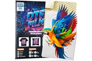 KASYU DTF Transfer Film, 50 Sheets 8.5"*11" DTF Paper for All Inkjet Printers,DTF Film for Dark Garments,Upgraded Premium Direct to Film for All Fabrics