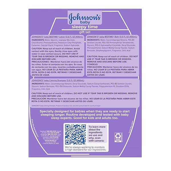 JOHNSON’S BABY SLEEPY TIME GIFT SET WITH CALMING BEDTIME BATH WASH, LOTION & SHAMPOO, BABY BEDTIME ESSENTIALS WITH RELAXING NATURALCALM AROMAS, HYPOALLERGENIC & PARABEN-FREE, 3 ITEMS