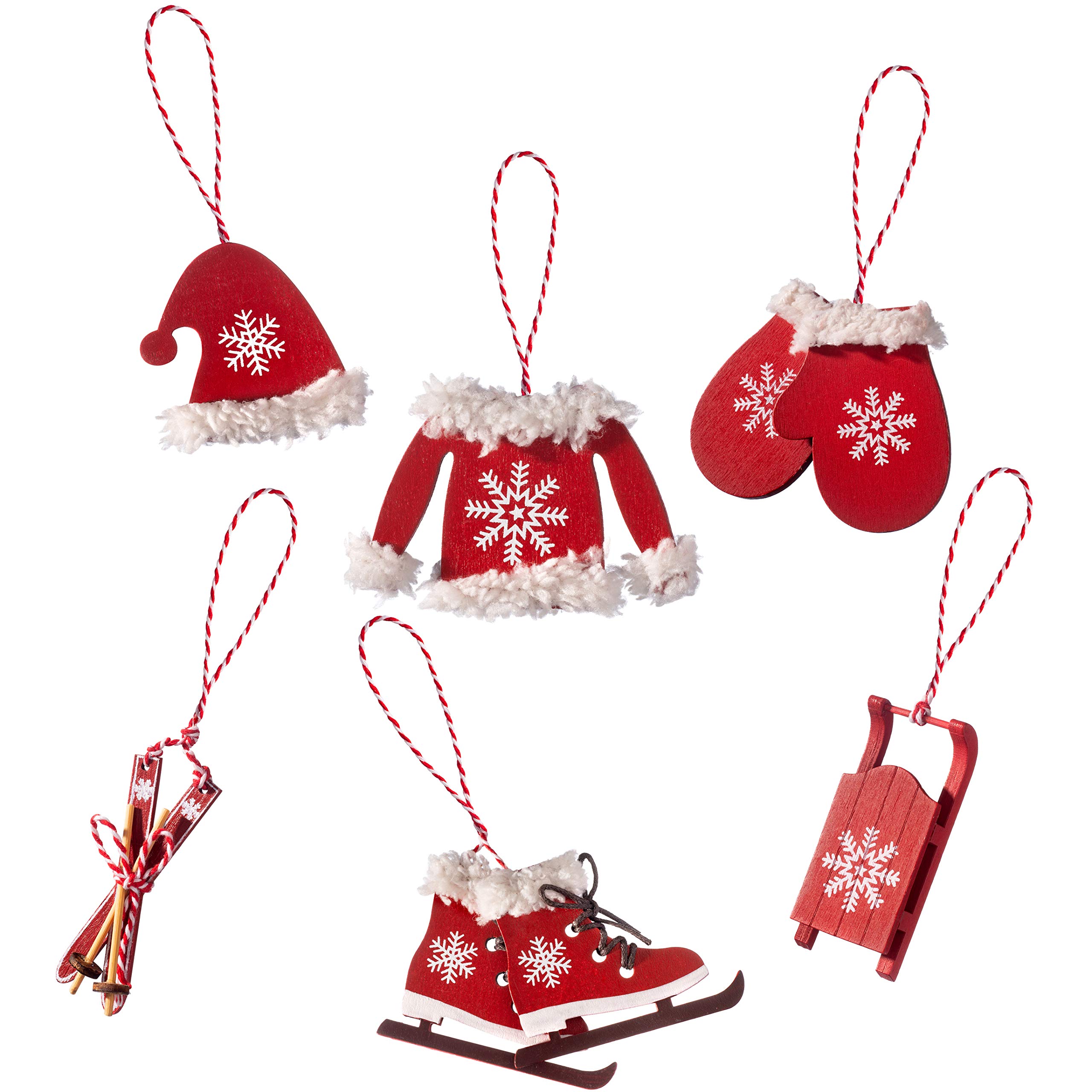 WeRChristmas Hanging Christmas Winter Clothing Decorations Set of 6, Multi-Colour, 1cm