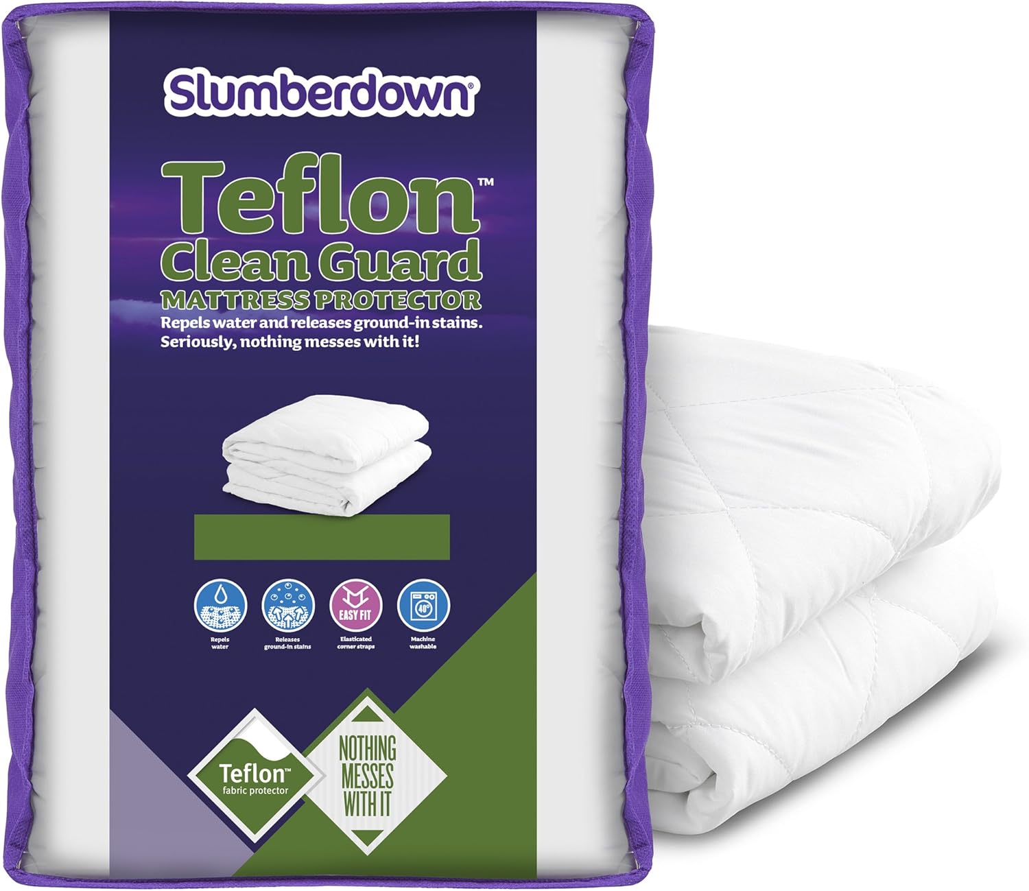 Slumberdown Clean Guard Mattress Protector Double, White Amazon.co
