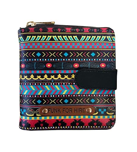 Funk For Hire Women Printed Black Vegan Leather square wallet