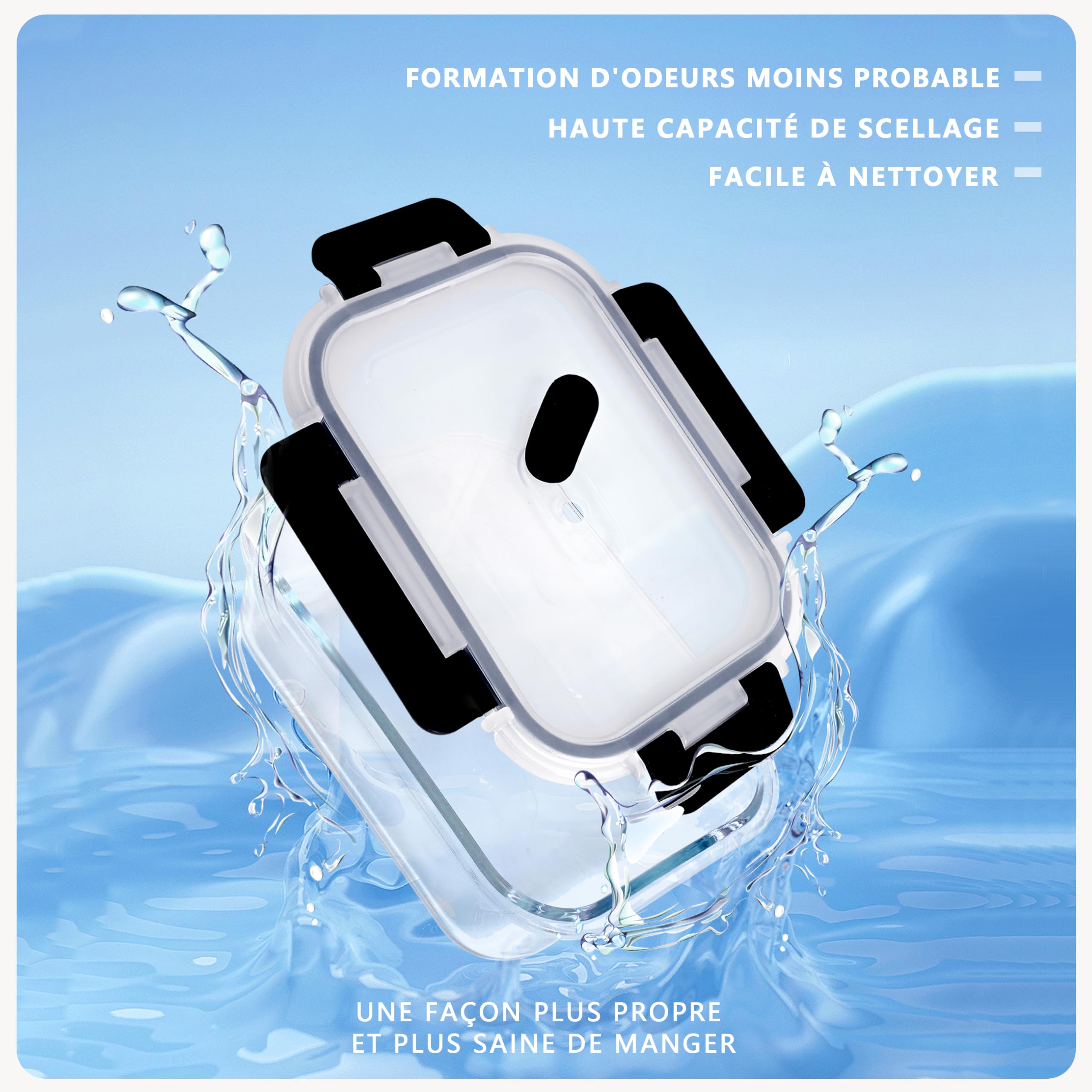 ERUIV Meal Prep Boxen Glas, [4 Behälter + 4 Deckel] Meal Prep Glas-1520ml, Frischhaltedosen Glas, Gefrierdosen Set Mit Dampfventil, Glasdose transparent Mit Deckel, BPA-freie Vorratsdose Glas 7