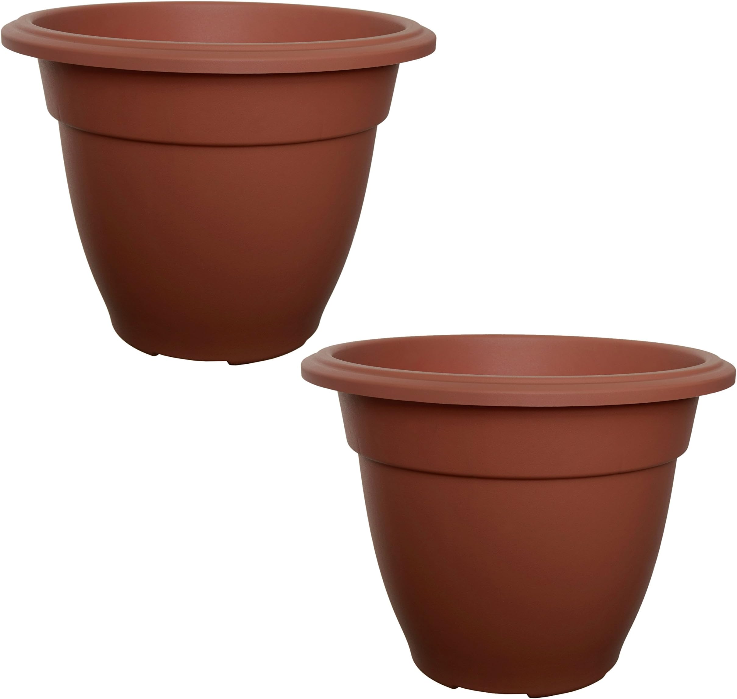 e2e Set of 2 Plastic Plant Flower Herb Bell Planter Pot Box Container (38cm Round Terracotta)