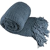 Home Soft Things Knitted Tweed Throw Couch Cover Blanket, 50 x 60, Blue Wing Teal
