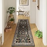 Runner Rug Washable Kitchen Runner 2'x6' Rug Floral Non-Slip for Entryway Indoor Soft Carpet for Hallways, Kitchen, Laundry, Bedroom, Bathroom (Vibrant Black)