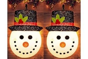 DIMECANO Christmas Porch Light Cover 2 Pack, Outdoor Christmas Decorations Snowman Light Covers, Holiday Decorations Christmas Snowman Lamp Post Cover, Cute Christmas Light Covers with Hat