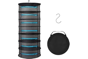 chefeggukk 7-Layer Hanging Mesh Drying Rack for Herbs, Flowers & Vegetables - Collapsible Indoor/Outdoor Dryer Net with Zippe