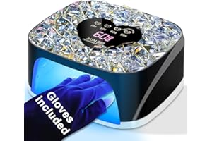 LIMEGIRL UV LED Nail Lamp Kit for Gel Polish Professional Fast Black Diamond Design Curing Dryer Light Set with 4 Timers and Gloves Cordless Rechargeable Nail Art Cure Machine at Home and Salon