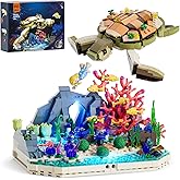 Funwhole Turtle Reef Dream Lighting Building-Bricks Set - 835 Pcs Ocean Plants Collection Ideas Set for Adult and Teens