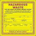 Self Adhesive Paper California Hazardous Waste Label, 15cm Height, 15cm Width