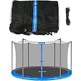Trampoline Net Replacement Safety Trampoline Net for 6 Straight Poles | Fits for 12 ft 14 ft 15 ft, Breathable and Weather-Resistant, Trampoline Net with Adjustable Straps (Net Only)