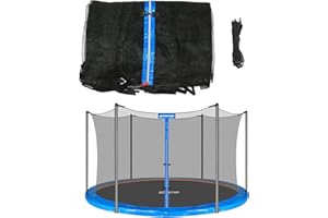 ZOOMSTER Trampoline Replacement Safety Enclosure Net for 6 Straight Poles Round Frame Trampolines, Breathable and Weather-Resistant Trampoline Net with Adjustable Straps (Net Only)