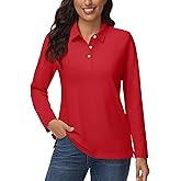 YUCOLEN Womens Polo Shirts Long Sleeve Casual Tops Collared Button Down Cotton Tee Work T Shirt