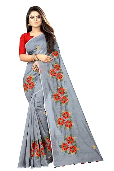 Womens Chanderi Cotton Saree With Blouse Piece