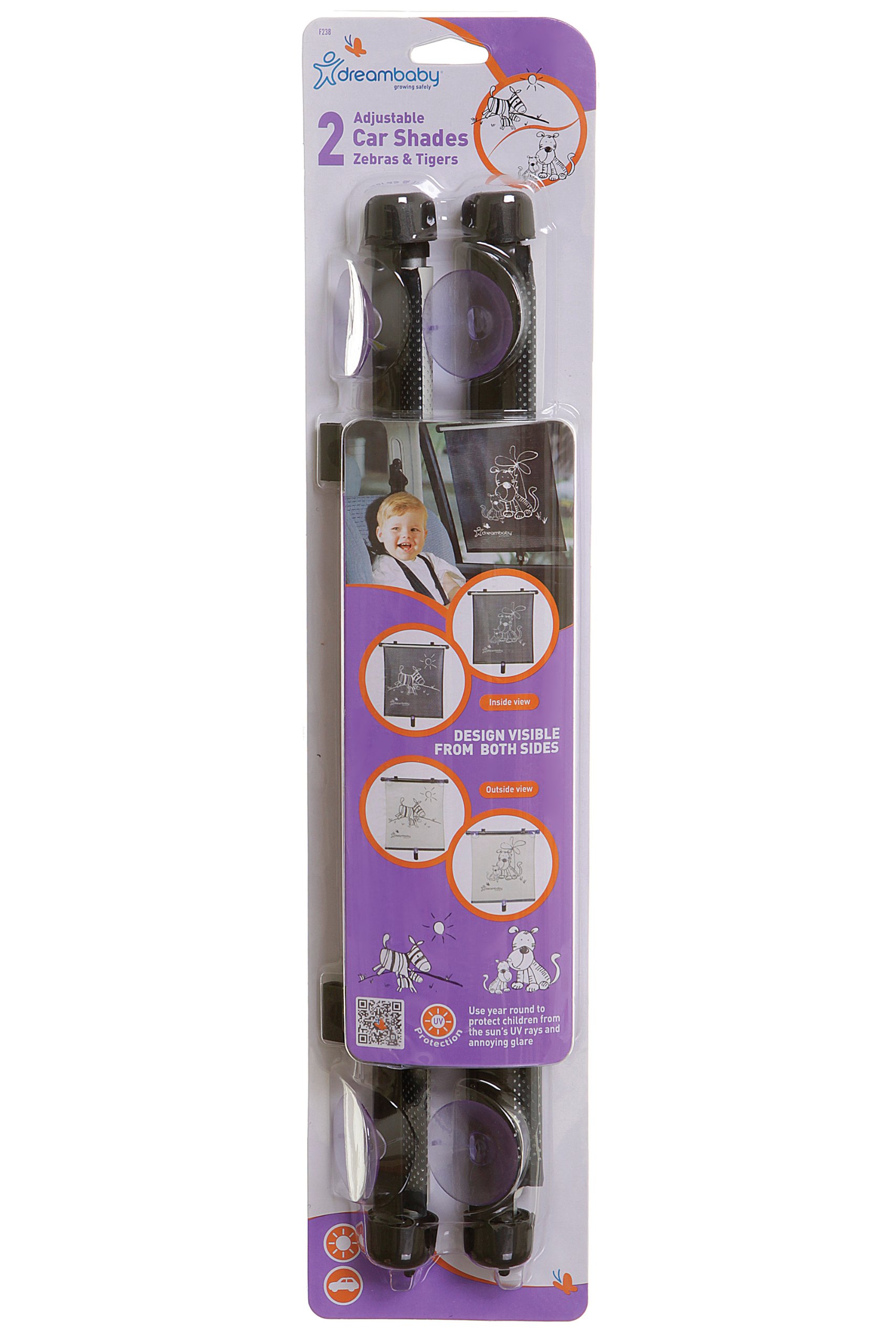 Dreambaby G238 Car Shades Tiger+Zebra Set of 2
