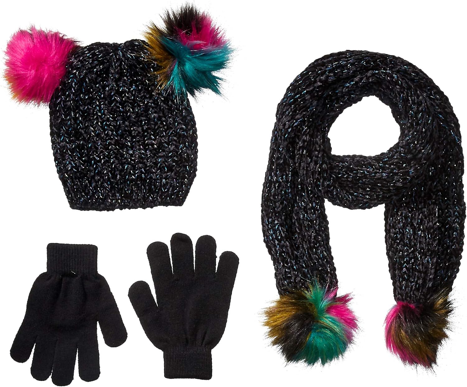  Brand - Spotted Zebra Girls Hat Scarf Mittens Gloves Cold Weather Accessories Sets: Clothing