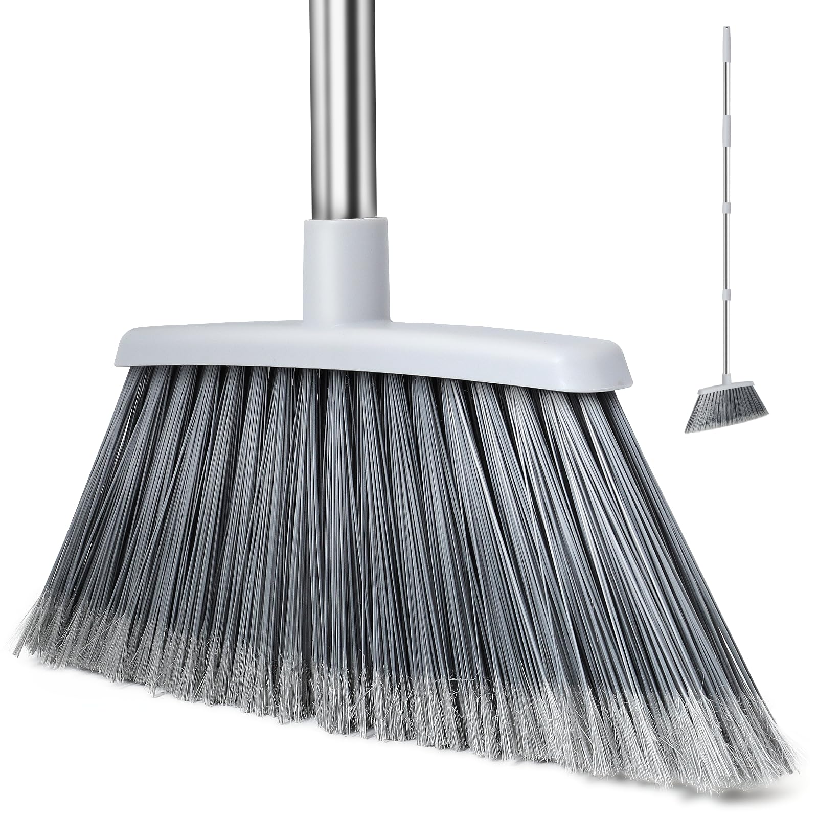 Photo 1 of Broom, Outdoor Brooms for Sweeping Indoor, Adjustable 55" Pet Hair Removal Heavy Duty Broom for Floors Home Kitchen Garage Commercial Patio Industrial Snow (Pack of 1)