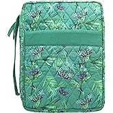 DIWI Extra Large Sizes Quilted Bible Cover 11.25 X 8.25 X 2.75 Inches Good Book Case Teal Color (XL, C1 Butterfly Green)