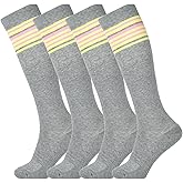 +MD Cotton Compression Socks for Women and Men 4/6 Pairs 15-20 mmHg Knee High Socks for Sports Travel Nurse Edema