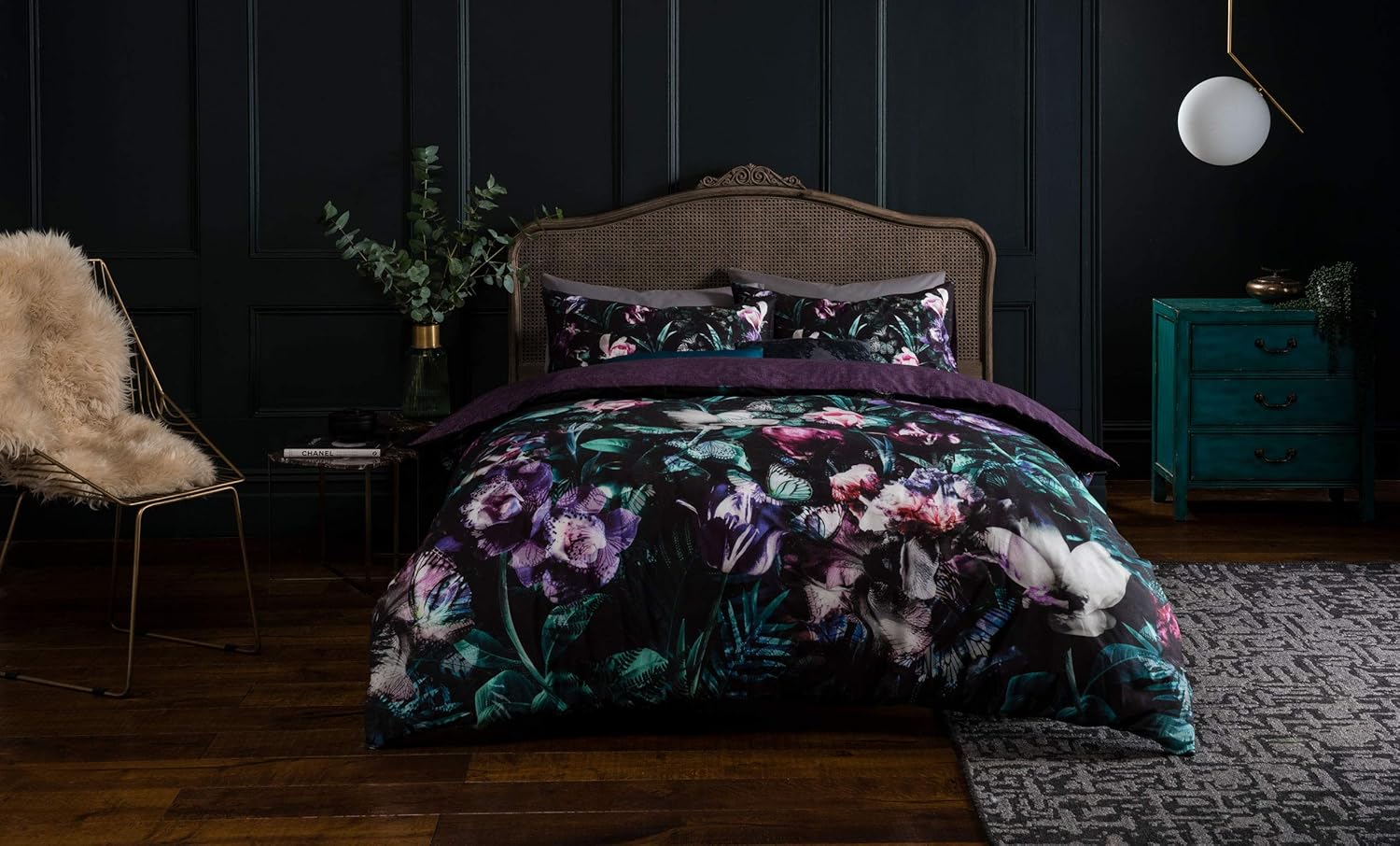 Sleepdown Opulent Floral Reversible Bedding Duvet Set & Pillowcases