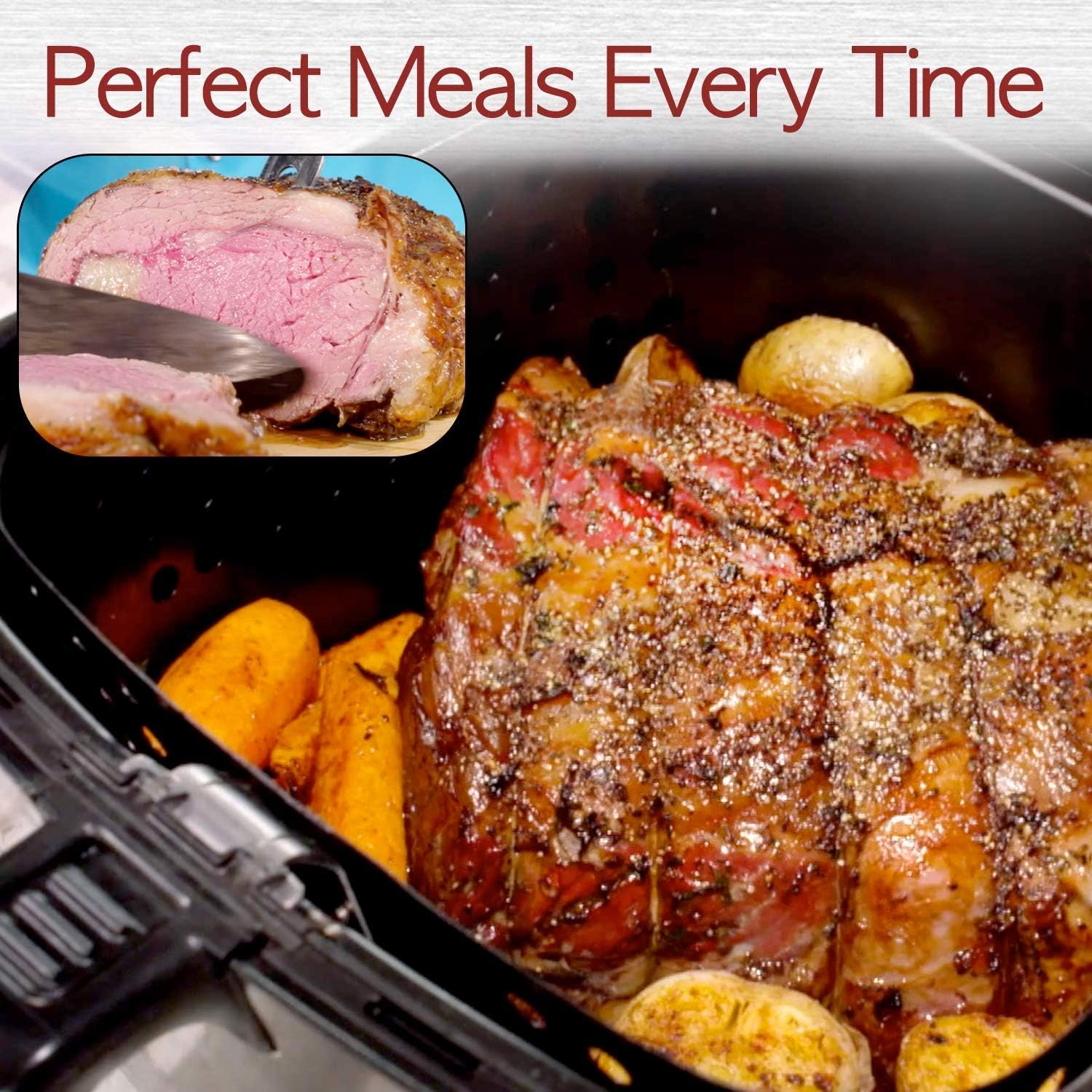NUWAVE BRIO 6-Quart Digital Air Fryer with one-touch digital controls, 6 easy presets, precise temperature control, recipe book, basket divider, wattage control, PREHEAT & REHEAT Function: Kitchen & Dining