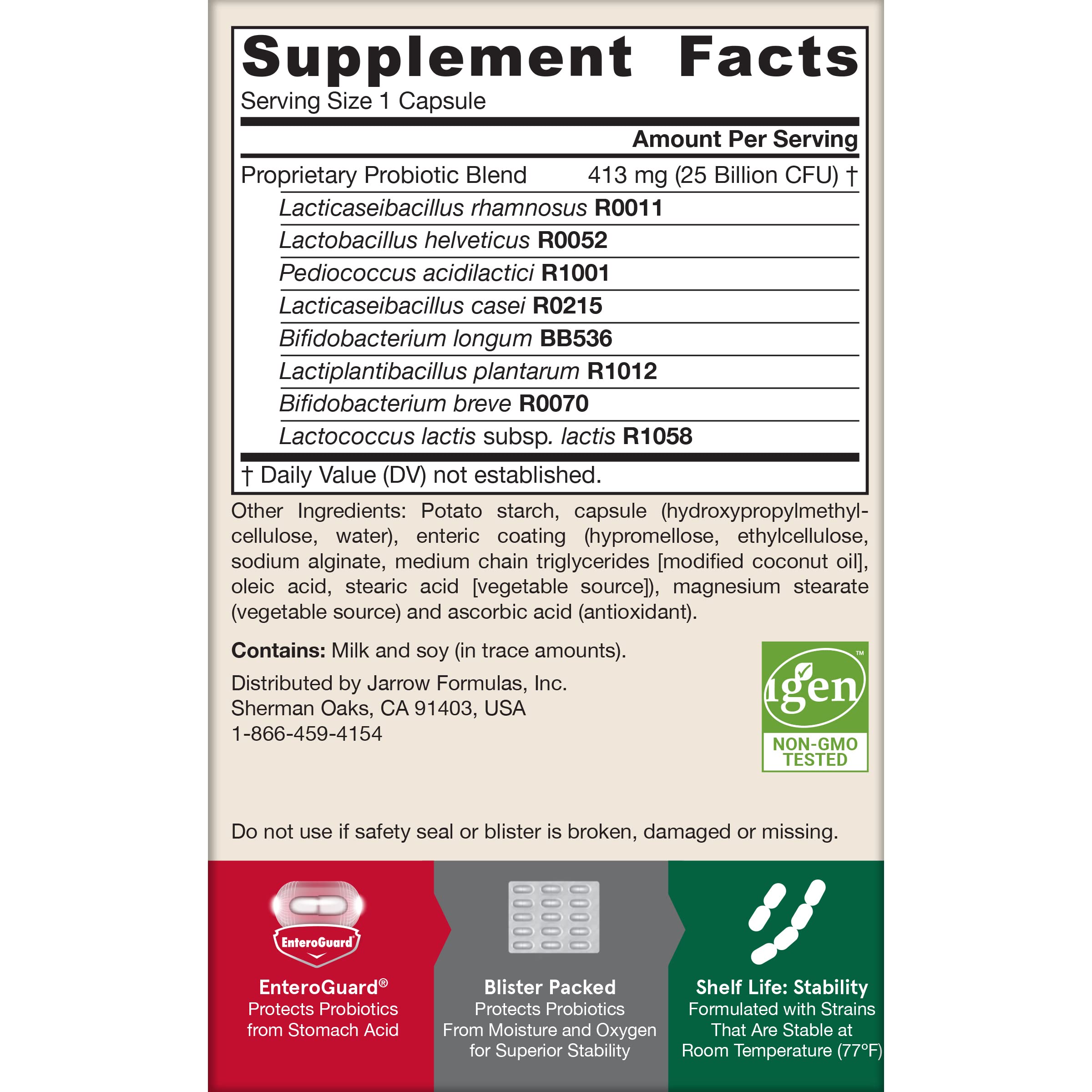 Jarrow Formulas Jarro-Dophilus EPS Higher Potency - 25 Billion Organisms Per Serving - 60 Veggie Caps - Multi-Strain Probiotic - Intestinal & Immune Health - 60 Servings