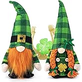 AinDen St Patricks Day Gnomes Decor: Saint Patrick's Day Leprechaun Plush Decorations for Home, Irish Stuffed Gnome Doll with Green Felt Shamrock Table Decor for Party, Tiered Tray Elf Toy