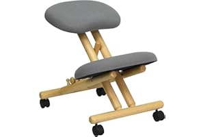 Flash Furniture Posey Mobile Wooden Ergonomic Kneeling Office Chair in Gray Fabric
