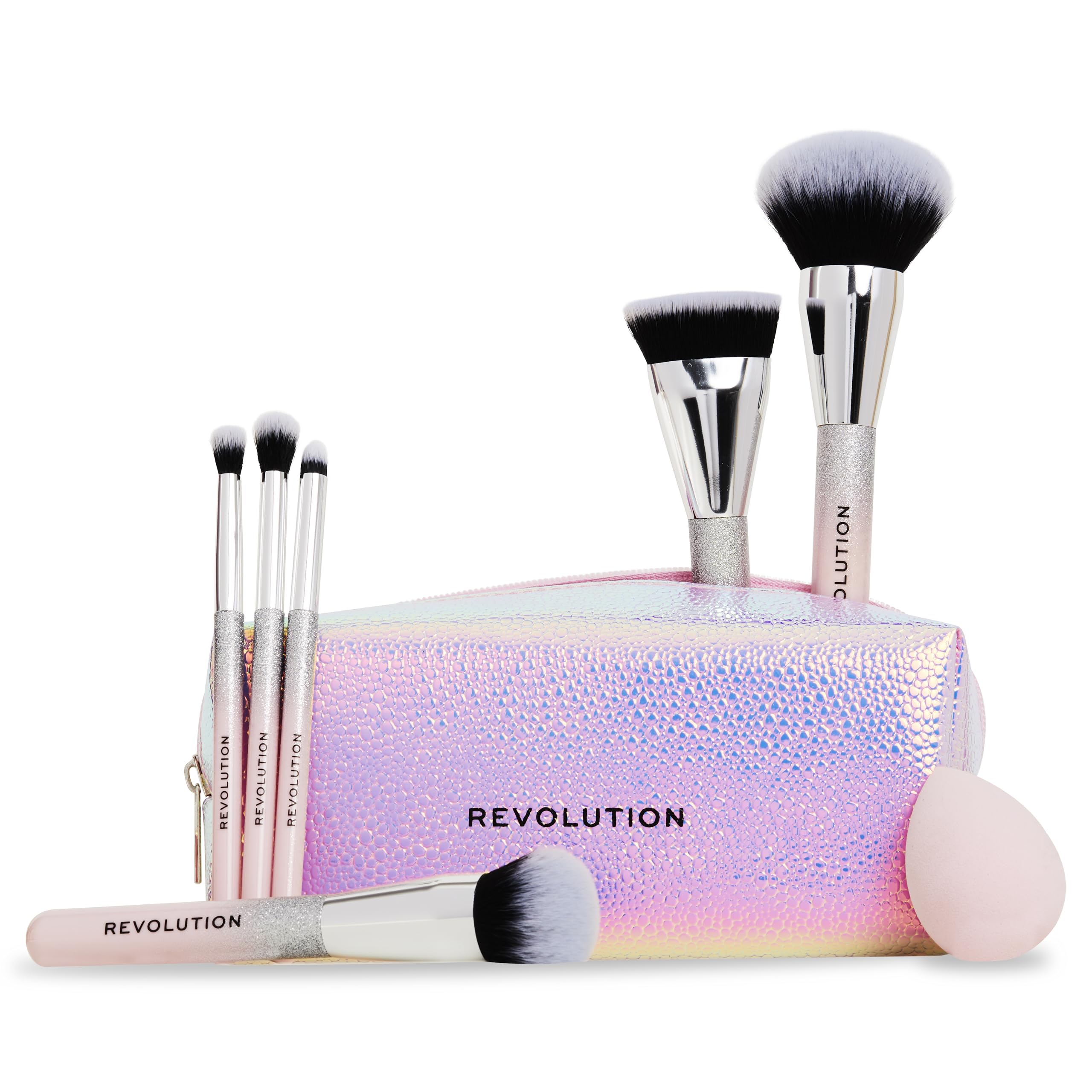 Revolution Beauty Glam Up Brush Gift Set, 7-Piece Eye, Face & Cheek Makeup Brush Collection With Makeup Bag, Vegan & Cruelty-Free