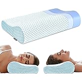 Memory Foam Bed Pillow for Sleeping, Ergonomic Cervical Contour Neck Support Orthopedic Pillow for Side Back Stomach Sleeper,