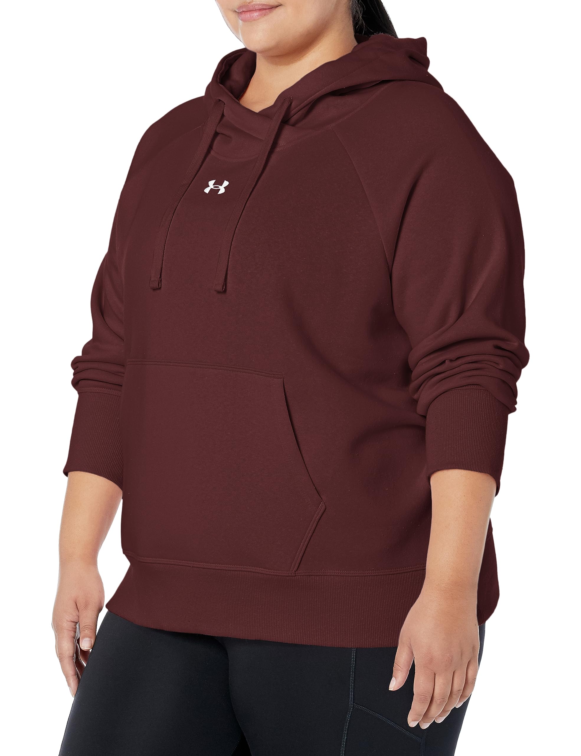 Under Armour Womens Rival Fleece Hoodie, (600) Dark Maroon / / White, X-Small Image