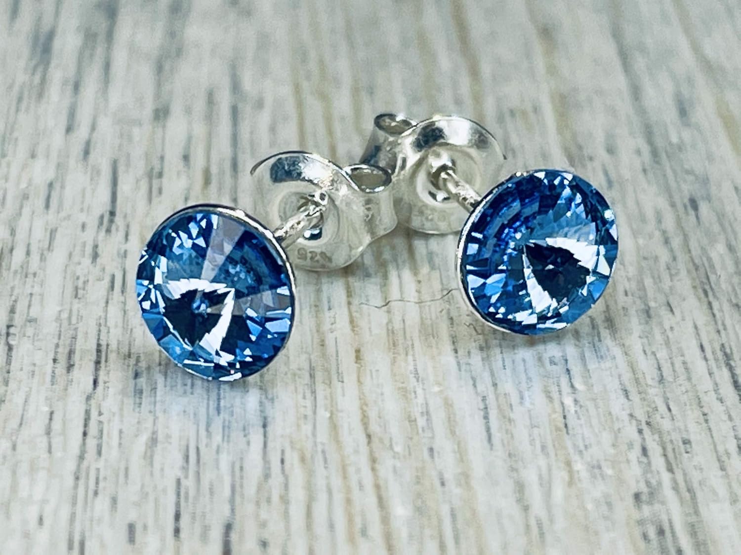 Silber Swarovski Kristall mit 925 Sterling Silber Ohrstecker Ohrringe Rivoli Crystal Light ...