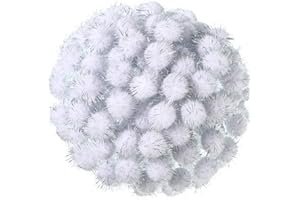 Shappy 1000 Pcs Christmas Pom Poms for Crafts Bulk 0.5 Inch Glitter Fuzzy Craft Pom Poms Arts and Crafts Balls for Hobby Supplies and Craft DIY Material Making Decorations(White)