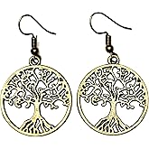 Antique gold tree of life dangle earrings