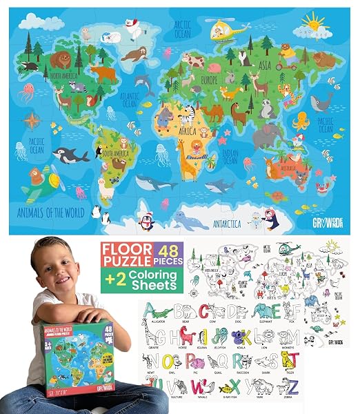 FLOOR PUZZLES FOR KIDS AGES 3-5 4-6 EDUCATIONAL...