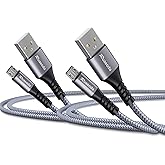 Ruaeoda Micro USB Cable Android Charger 6ft 2PACK Compatible with PS4 Charger Cord - High Speed 2.0 USB A Male to Micro USB N