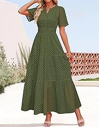 ZESICA Women's 2025 Summer Short Sleeve Maxi Dress