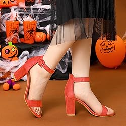Allegra K Women's High Chunky Heel Ankle Strap