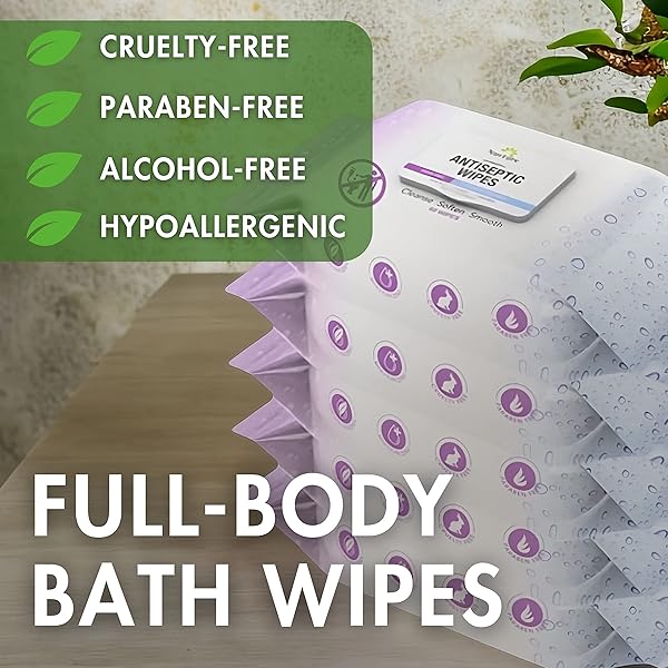 NURTURE XL ANTIBACTERIAL BODY & HAND SANITIZING WIPES | ALCOHOL-FREE ANTISEPTIC WET TOWELETTES FOR GERM REMOVAL, DISINFECTING SKIN, SANITIZING HANDS |CLEANING CLOTHS | ADULTS & BABY | THICK & STRONG