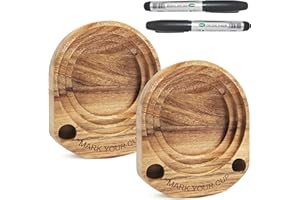 YAQUHO Party Cup Holder with Marker Slot, Acacia Wood Bathroom Cup Dispenser Mark Your Cup and Drink Up, Hosting Essential to Prevent Mix-Ups & Mark Your Cup for Birthdays, BBQs, Holiday Events