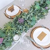 LOMOHOO 2Pcs Eucalyptus Garland 6FT Greenery Vines with White Seeds Wedding view 2